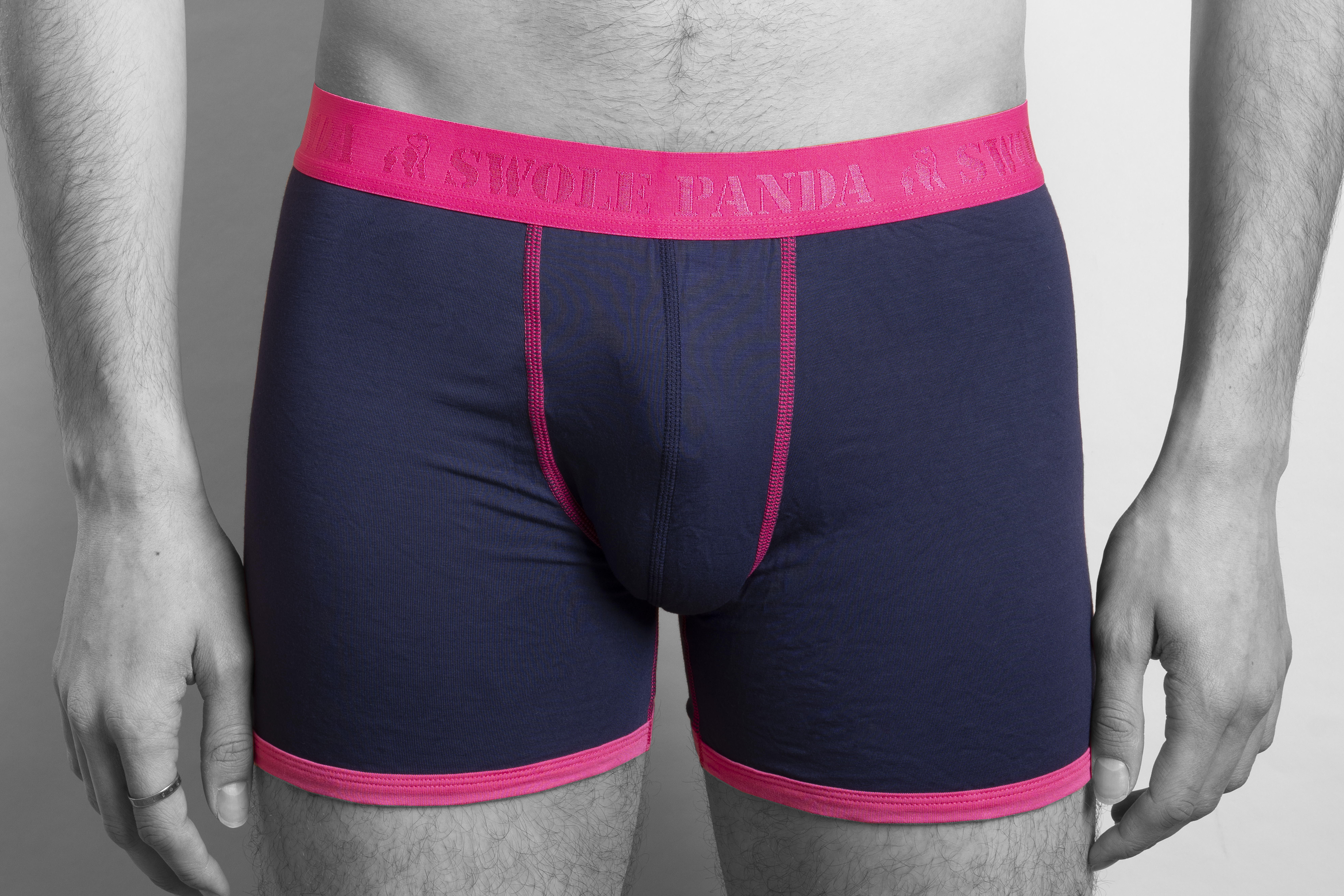 Bamboo Boxers - Navy with Pink Band